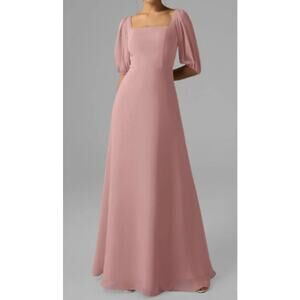 AW BRIDAL sz 6 S desert rose chiffon Philippa bridesmaid maxi dress NEW B54